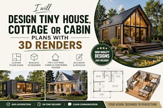 design tiny houses, cabins, cottages and container homes with 3d renders