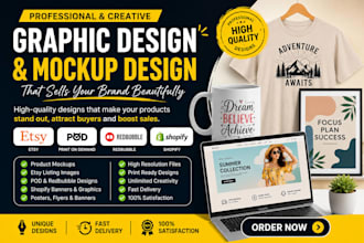 design professional product mockups etsy graphics pod shopify designs