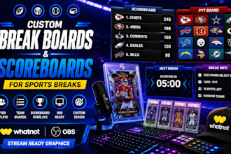 design custom sports card break boards and whatnot scoreboards