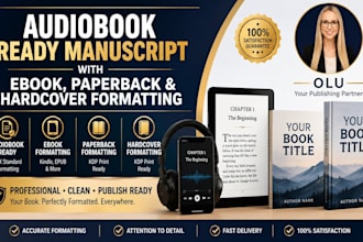 audiobook ready manuscript with ebook, paperback and hardcover formatting