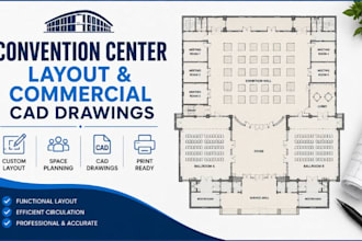 create convention center layout, commercial cad drawings