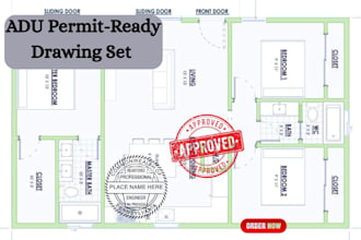 design adu permit plans, garage conversion and backyard adu drawings