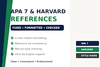 professionally fix apa 7 and harvard citations and references