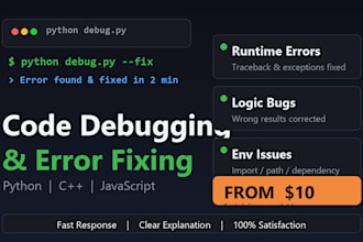 debug your python code and fix errors