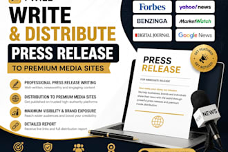 write and distribute press release to premium media sites
