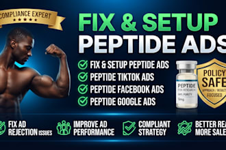 run compliant tiktok ads, facebook or ig ads for peptide website fix peptide ads