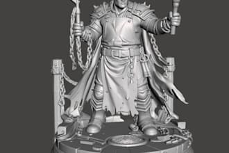 custom3d fantasy warrior figurine,collectible statue,dnd character,printable stl