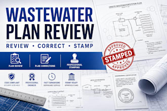 review, correct and stamp septic, leach field and wastewater plans