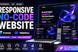 create a responsive no code website using framer or webflow website in framer