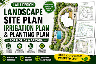 design landscape site plan irrigation plan and planting plan for florida arizona