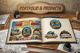 design a custom comic mascot logo and cartoon character for your brand