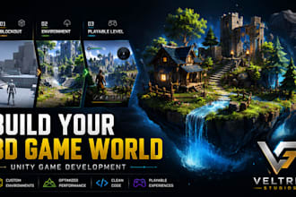 develop a 3d unity game environment and level