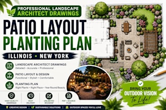 design landscape architect drawings patio layout planting plan illinois new york