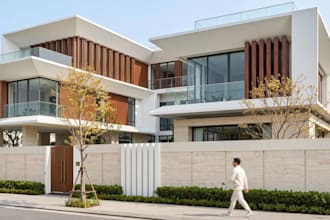 redesign 3d modern villa house, facade exterior, curb appeal, revit 3d rendering