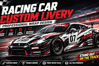 custom racing car wrap design and livery