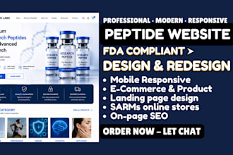 build peptide fda compliant website, research peptide ecommerce store website