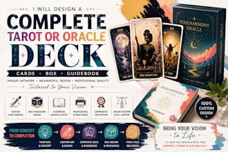 design a complete tarot or oracle deck with cards, box and guidebook