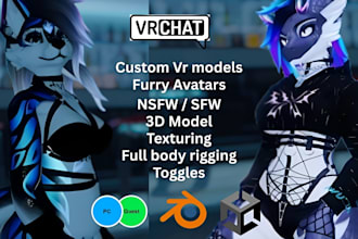 custom vrchat furry fursona avatar 3d model nsfw anime vrc avatar vr character