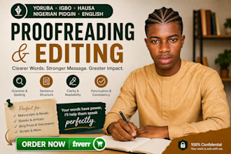 proofread and edit your yoruba, igbo, hausa or english manuscript