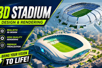 craft iconic 3d stadium architecture with cinematic photorealistic visualization