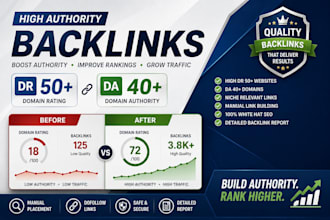 build high quality DR 50 plus da 40 plus backlinks for SEO