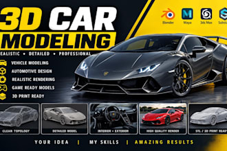 do 3d car modeling, vehicle design, automotive rendering, sport car, police car