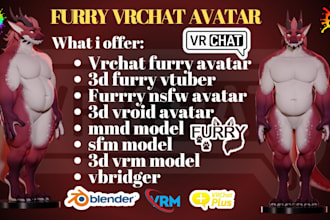 make furry 3d model, furry nsfw, anime vtuber, vrchat 3d model, anthro vrm model