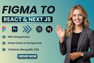convert figma, xd, PSD to responsive react nextjs website