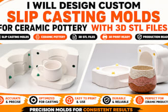 design custom slip casting molds for ceramic pottery with 3d stl files