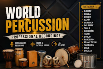 record djembe, conga, bongo, cajón, darbuka, bodhrán, tabla, tombak, taiko