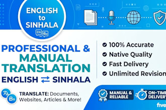 professionally translate english to sinhala and vice versa
