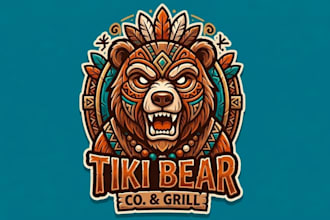 draw awesome unique tiki ber mascot logo design