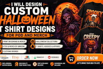 design custom halloween t shirt designs for pod and merch