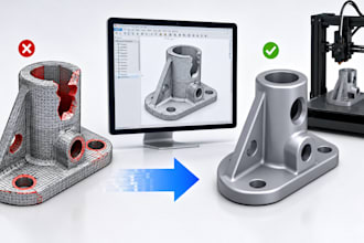 fix stl and cad errors for 3d printing and manufacturing