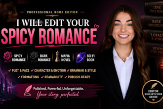 edit your spicy romance, format dark romance, mafia novel, sci fi book editor