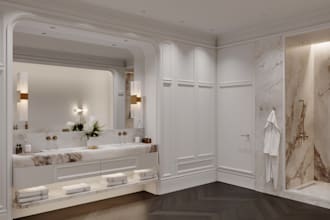 design a high quality bathroom interior in 3d