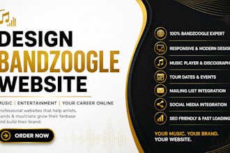 design bandzoogle website, music website entertainment website for music career