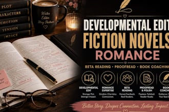 developmental edit fiction novels romance beta reading proofread book coaching