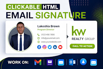 design clickable html email signature for gmail apple mail outlook signature