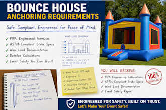 calculate bounce house anchoring requirement engineering formulas astm compliant