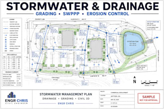 do stormwater drainage grading, swppp erosion control and pipe network plans