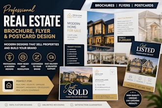 design a real estate brochure, postcard, flyer and property marketing