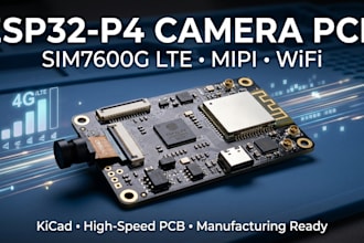 design esp32 p4 camera  pcb with sim7600g lte mipi, wifi  and kicad layout