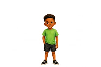 illustrate african american character pose and expression sheets