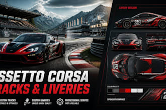 create assetto corsa tracks and custom racing liveries professionally