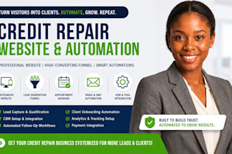 build credit repair website setup credit repair automations, landing page funnel