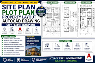do site plan plot plan property layout autocad drawing city permit blueprint