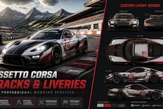 design assetto corsa racing liveries with sponsor branding and decals