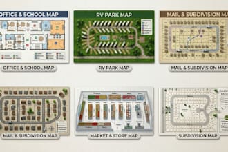design office school map, rv park map, mail map, market store, subdivision map