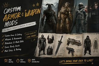 create custom armor, weapon mods for skyrim, fallout 4, starfield, resident evil